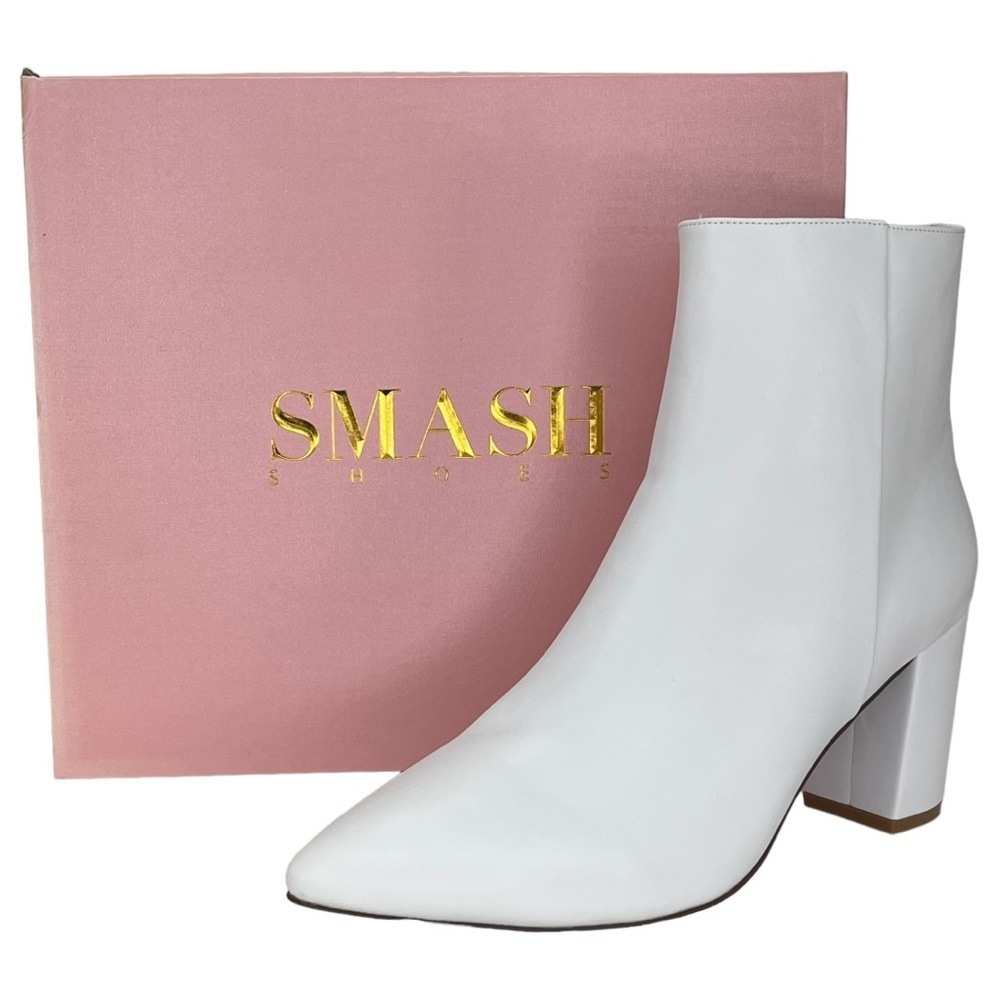 SMASH Shoes Chiku White Faux Leather Womens Ankle Boots Size 12M - Picture 12 of 13
